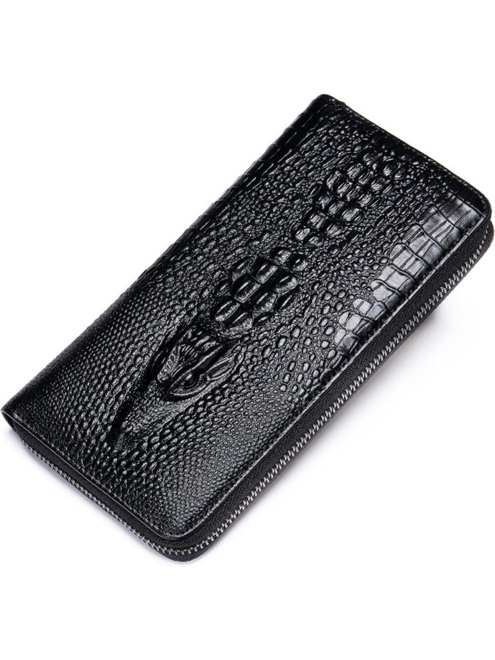 Stylish Genuine Leather Long Wallet for Men - Zip Around Checkbook & Card Holder